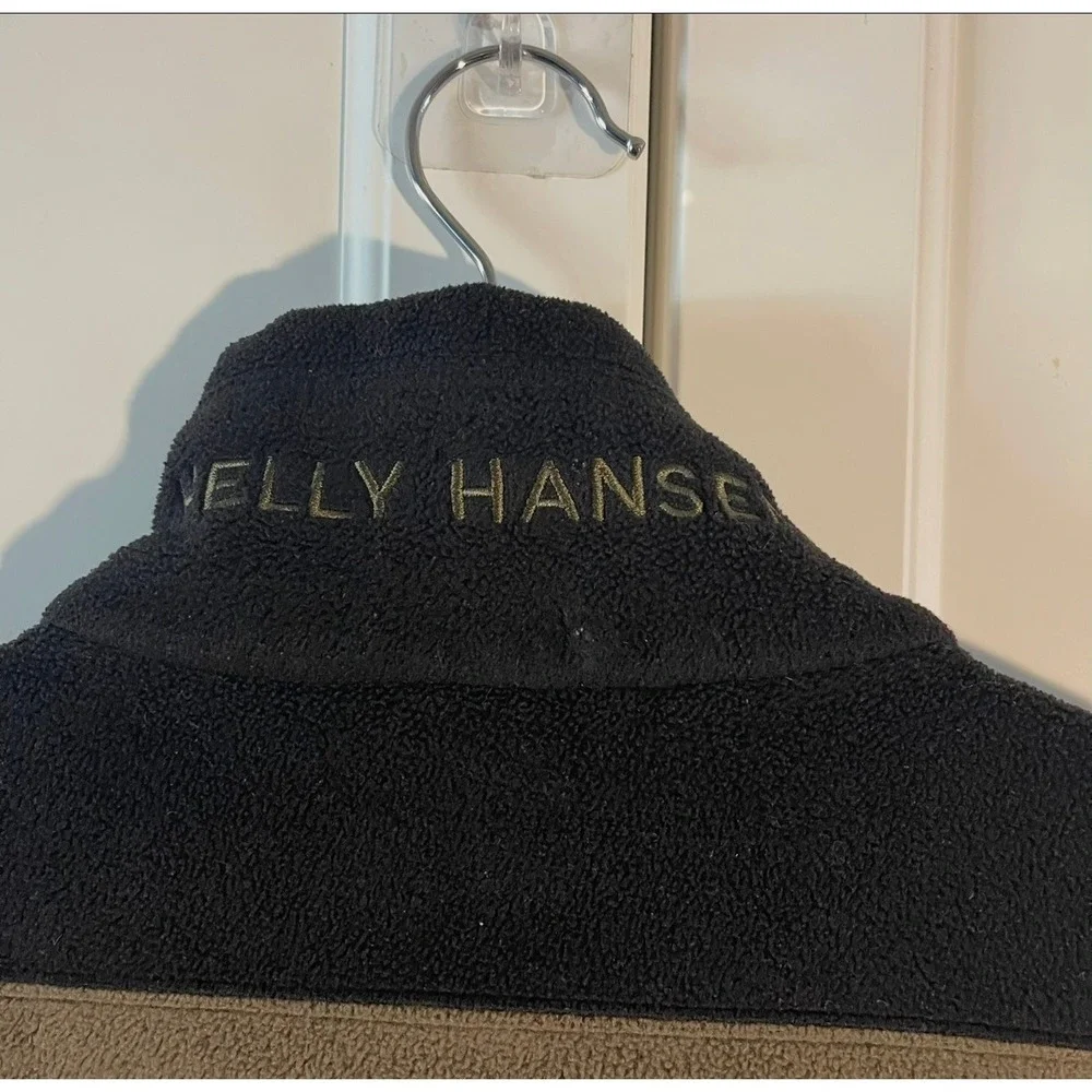 Helly Hansen Mens Fleece Vest Lg Olive‎ Green Black Full Zip Mock Neck Gorpcore